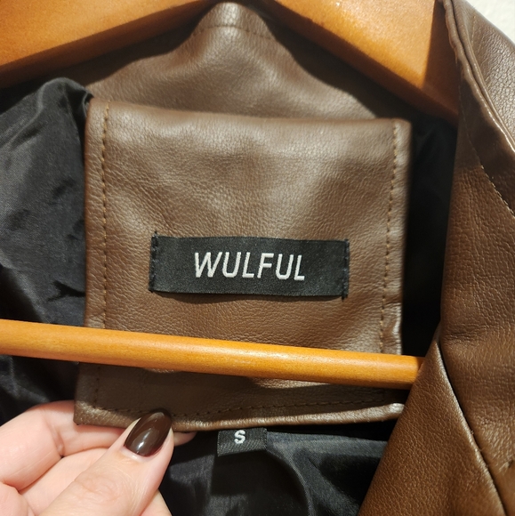 Men's Brown Faux Leather Motorcycle Jacket - Picture 3 of 5